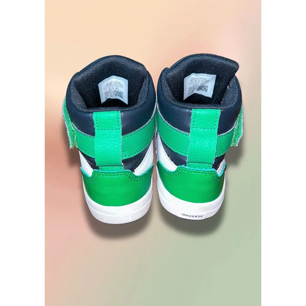 Converse Pro Blaze Strap Hi Youth 2 White Black Green Leather High Top Sneakers